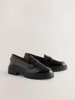 Next Standard/Wide Fit Chunky Loafers Black Patent Hot