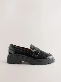 Next Standard/Wide Fit Chunky Loafers Black Patent Hot
