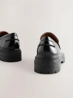 Next Standard/Wide Fit Chunky Loafers Black Patent Hot