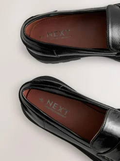 Next Standard/Wide Fit Chunky Loafers Black Patent Hot