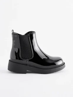 Next Wide Fit (G) Chelsea Ankle Boots Black Patent Discount