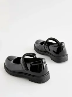 Next Black Patent Wide Fit (G) School Leather Chunky Mary Jane Shoes