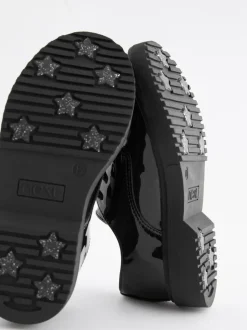 Next Black Patent Wide Fit (G) School Chunky Lace-Up Shoes Sale