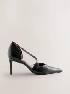 Next Premium Leather Asymmetric Court Heels Black