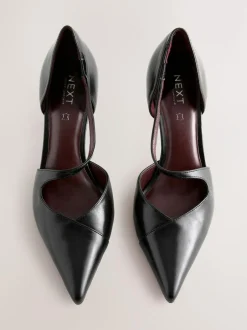Next Premium Leather Asymmetric Court Heels Black