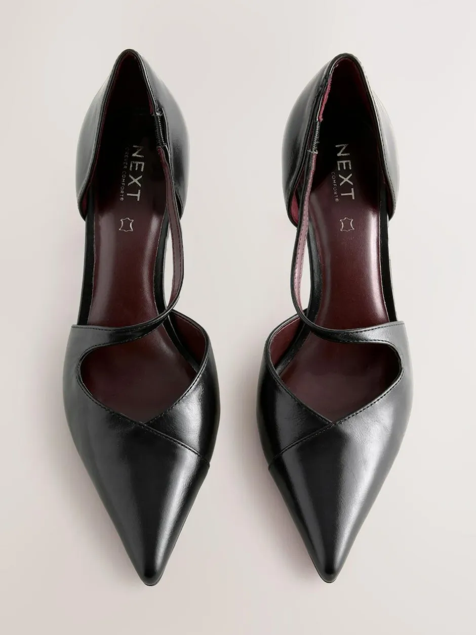 Next Premium Leather Asymmetric Court Heels Black
