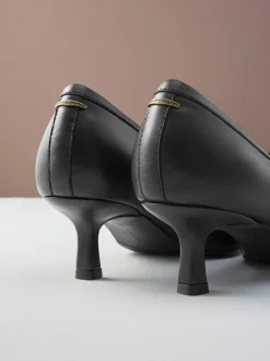 Next Premium Leather With Motionflex Point Toe Tassel Heels Loafers Black
