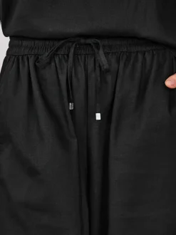 Next Pull On Tapered Trousers With Linen Black Hot