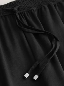 Next Pull On Tapered Trousers With Linen Black Hot