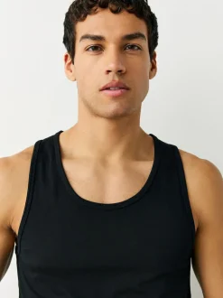 Next Pure 100% Cotton Layering Vests 2 Pack Black Clearance