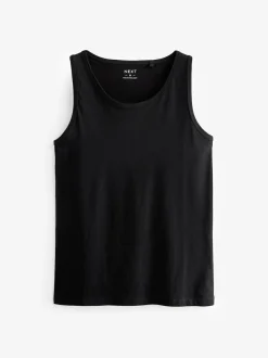 Next Pure 100% Cotton Layering Vests 2 Pack Black Clearance