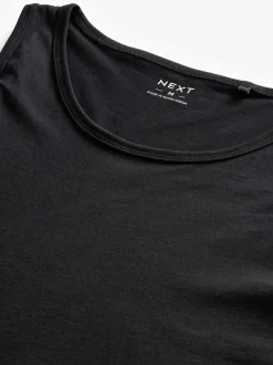 Next Pure 100% Cotton Layering Vests 2 Pack Black Clearance