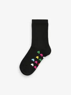 Next 5 Pack Cotton Rich Footbed Ankle School Socks Black Rainbow Online
