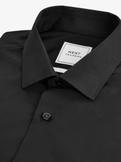 Next Regular Fit Easy Care Double Cuff Smart Shirt Black Clearance