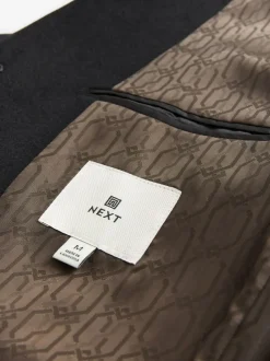 Next Regular Fit Epsom Overcoat with Wool Black Discount
