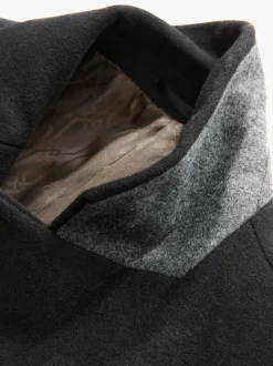 Next Regular Fit Epsom Overcoat with Wool Black Discount