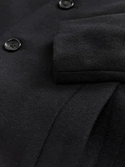 Next Regular Fit Epsom Overcoat with Wool Black Discount