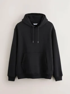 Next Black Regular Fit Heavyweight Cotton Rich Jersey Hoodie Hot