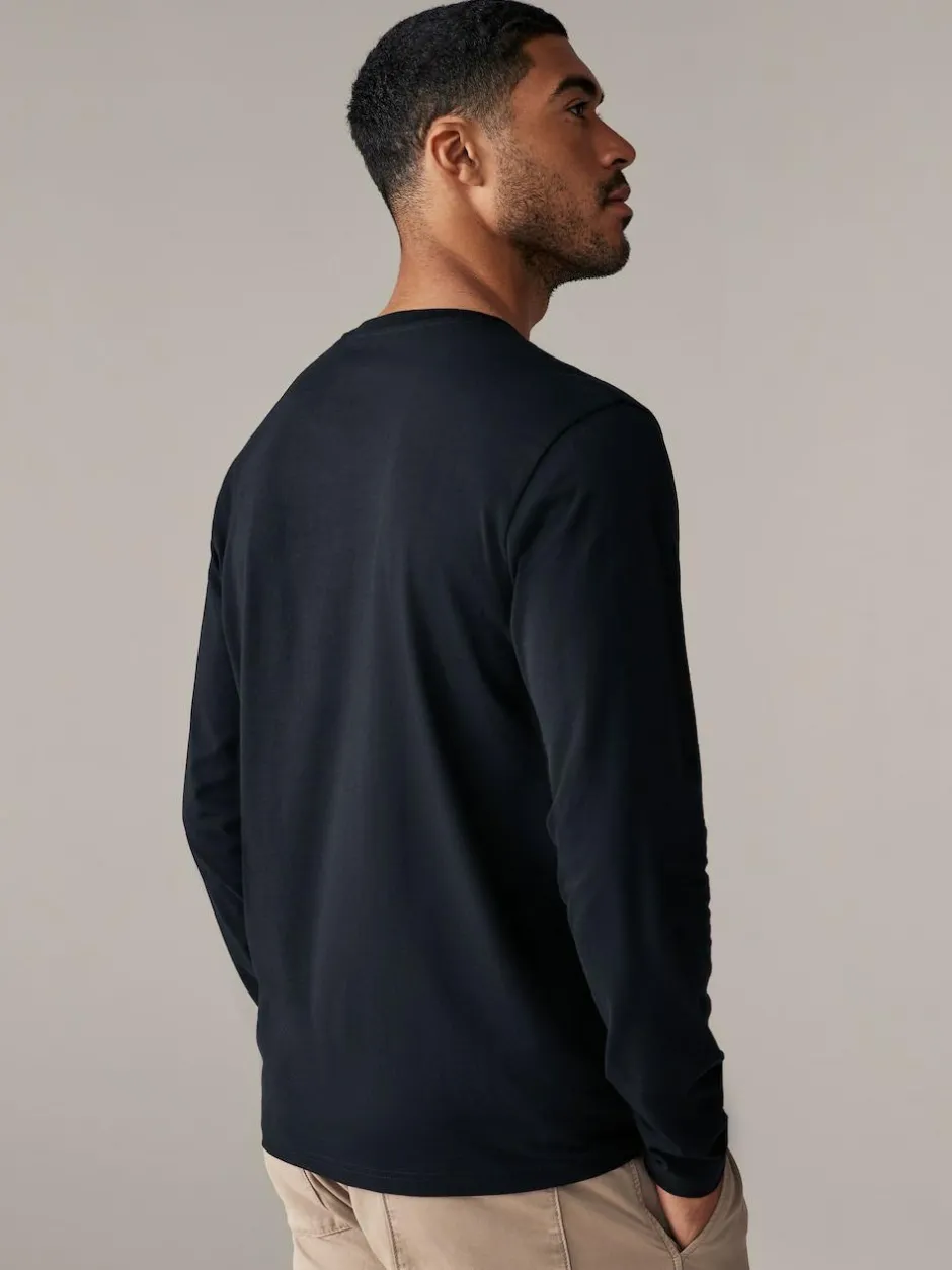 Next Black Regular Fit Long Sleeve Crew Neck T-Shirt