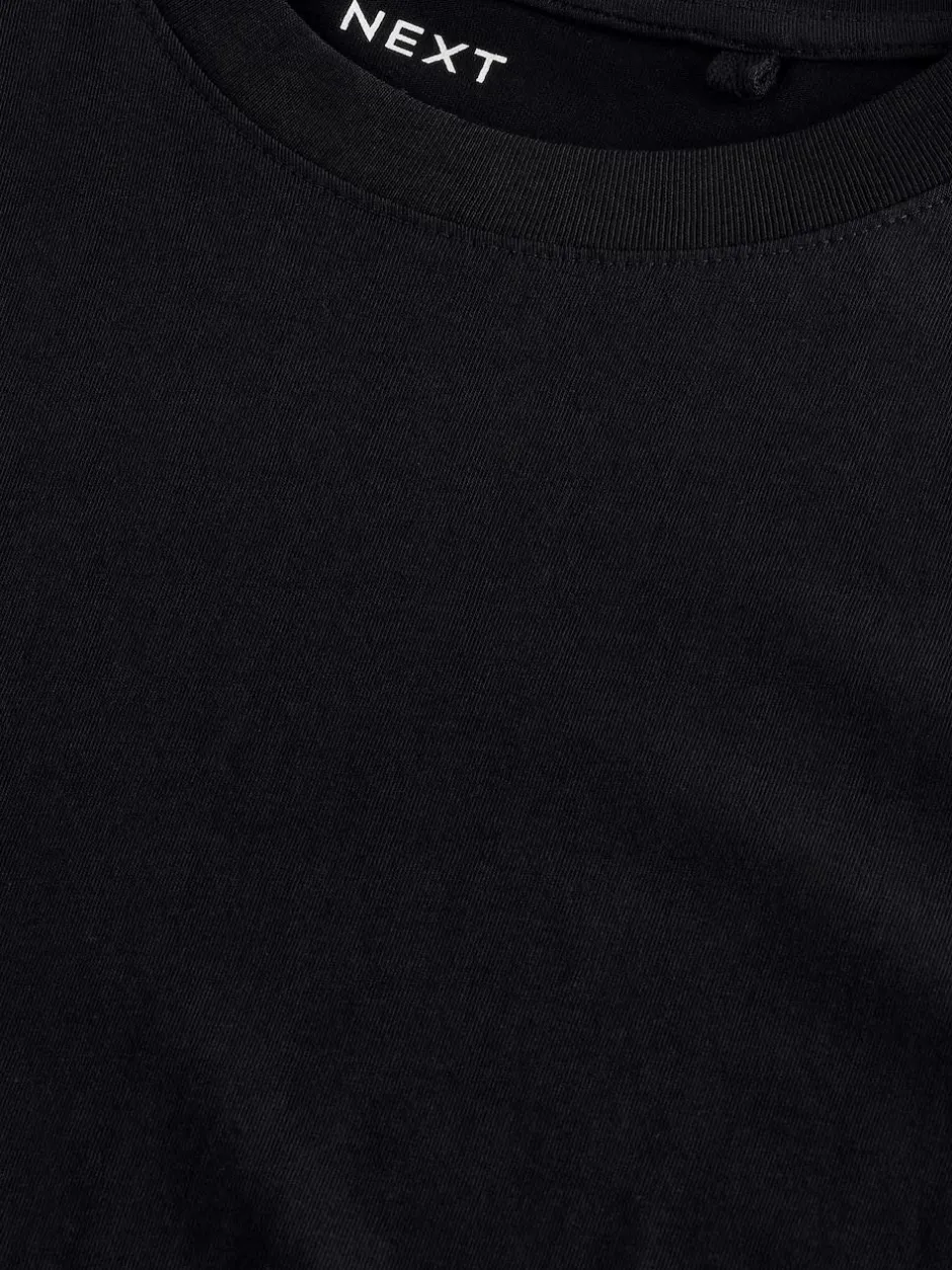 Next Black Regular Fit Long Sleeve Crew Neck T-Shirt