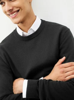 Next Regular Fit Pure Cotton Crew Jumper Black Discount
