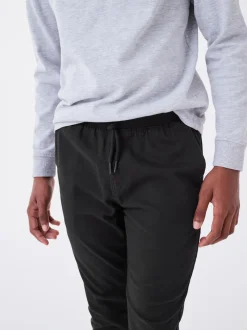Next Regular Fit Rib Waist Pull-On Trousers (3-16yrs) Black Sale
