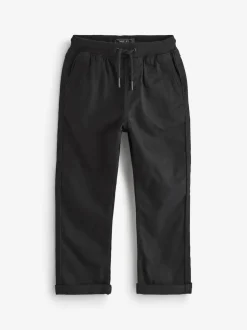 Next Regular Fit Rib Waist Pull-On Trousers (3-16yrs) Black Sale