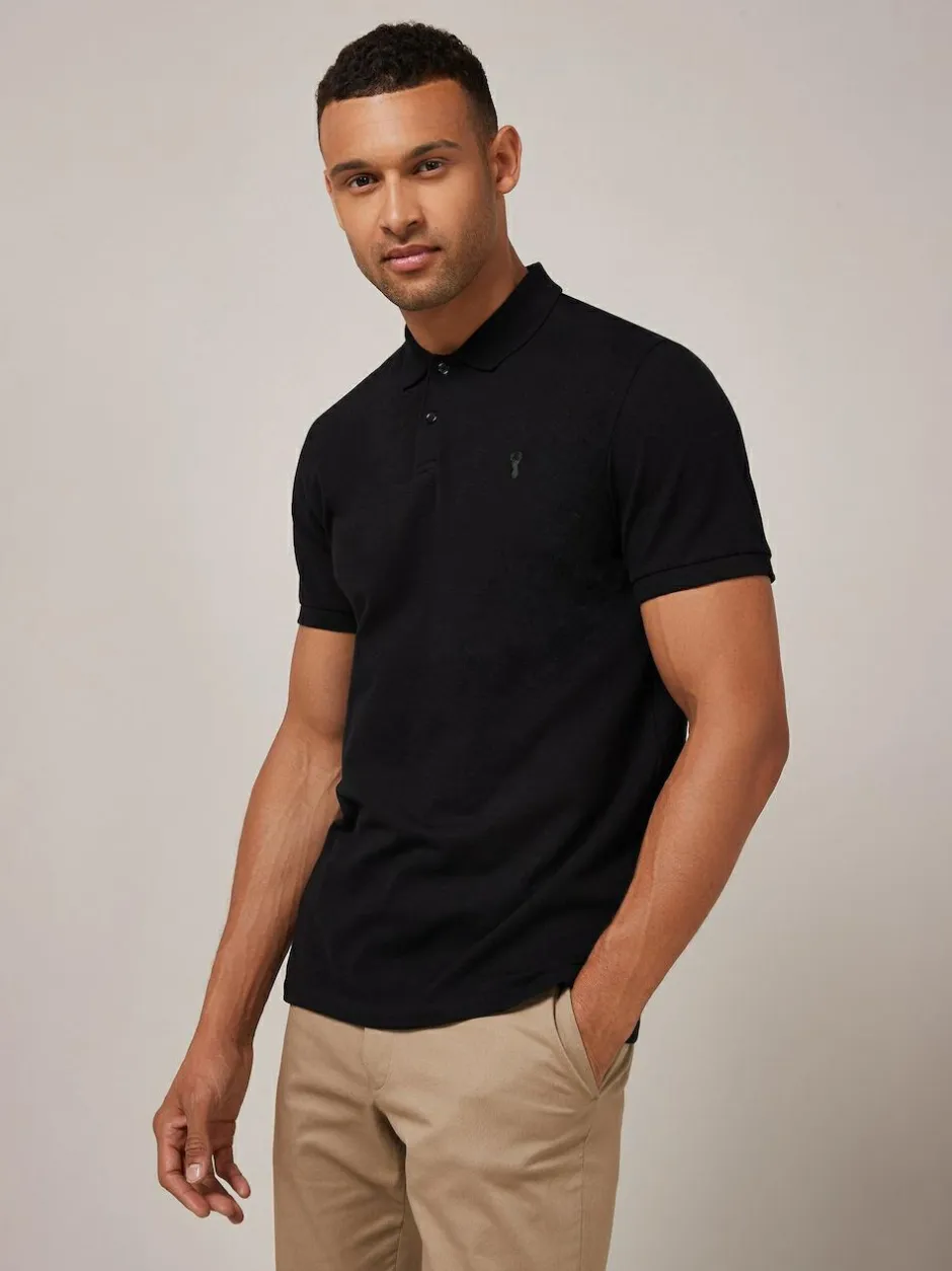 Next Black Regular Fit Short Sleeve Pique Polo Shirt Sale