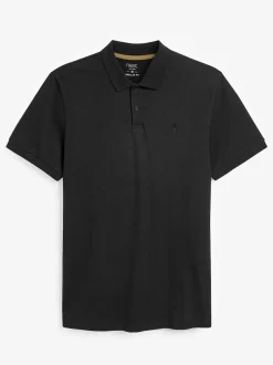 Next Black Regular Fit Short Sleeve Pique Polo Shirt Sale