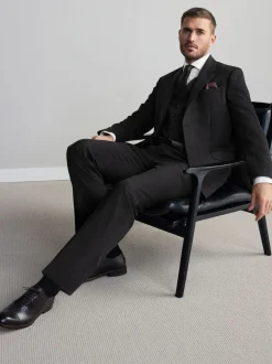 Next Regular Fit Signature Nova Fides 100% Italian Wool Suit Jacket Black Hot