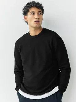 Next Black Regular Fit Soft Touch Crew Neck Jumpers 2 Pack