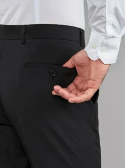 Next Black Regular Fit Stretch Smart Trousers Sale