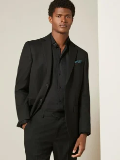 Next Black Regular Fit Textured Suit Jacket