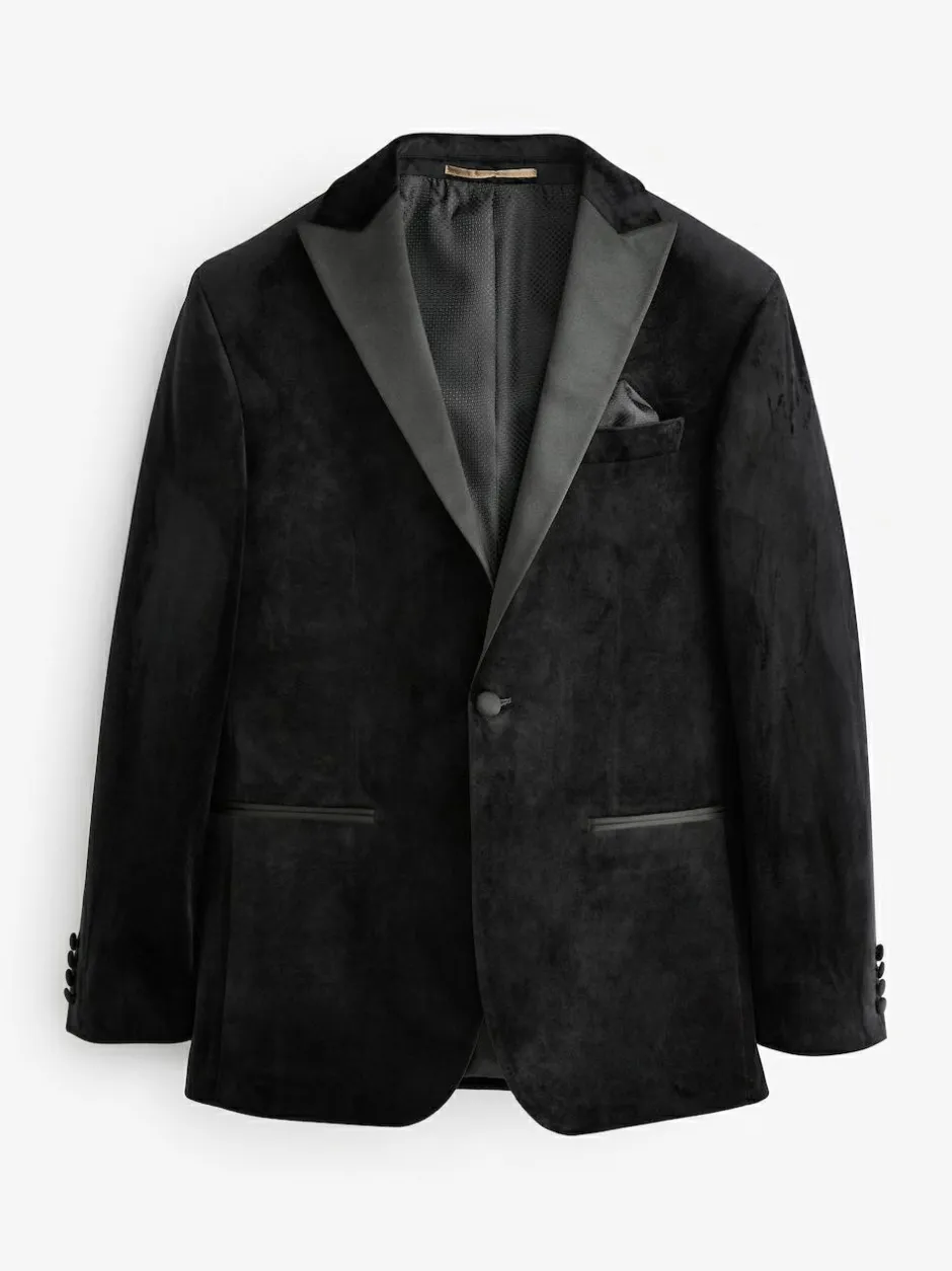 Next Regular Fit Velvet Blazer Black Hot