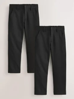 Next Regular Leg School Trousers 2 Pack (3-17yrs) Black Hot