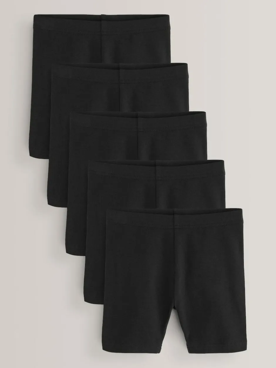 Next Regular Length 5 Pack Cotton Rich Stretch Cycle Shorts (3-16yrs) Black Clearance