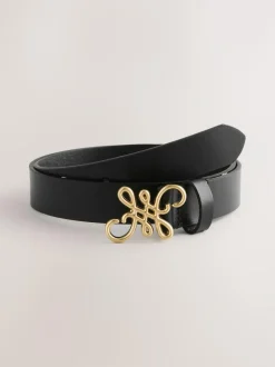 Next Regular Statement Buckle Leather Belt Black Outlet