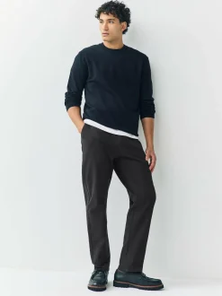 Next Black Regular Tapered Fit Stretch Chinos Trousers Discount