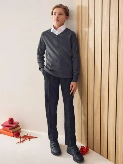 Next Regular Waist School Pleat Front Trousers (3-17yrs) Black