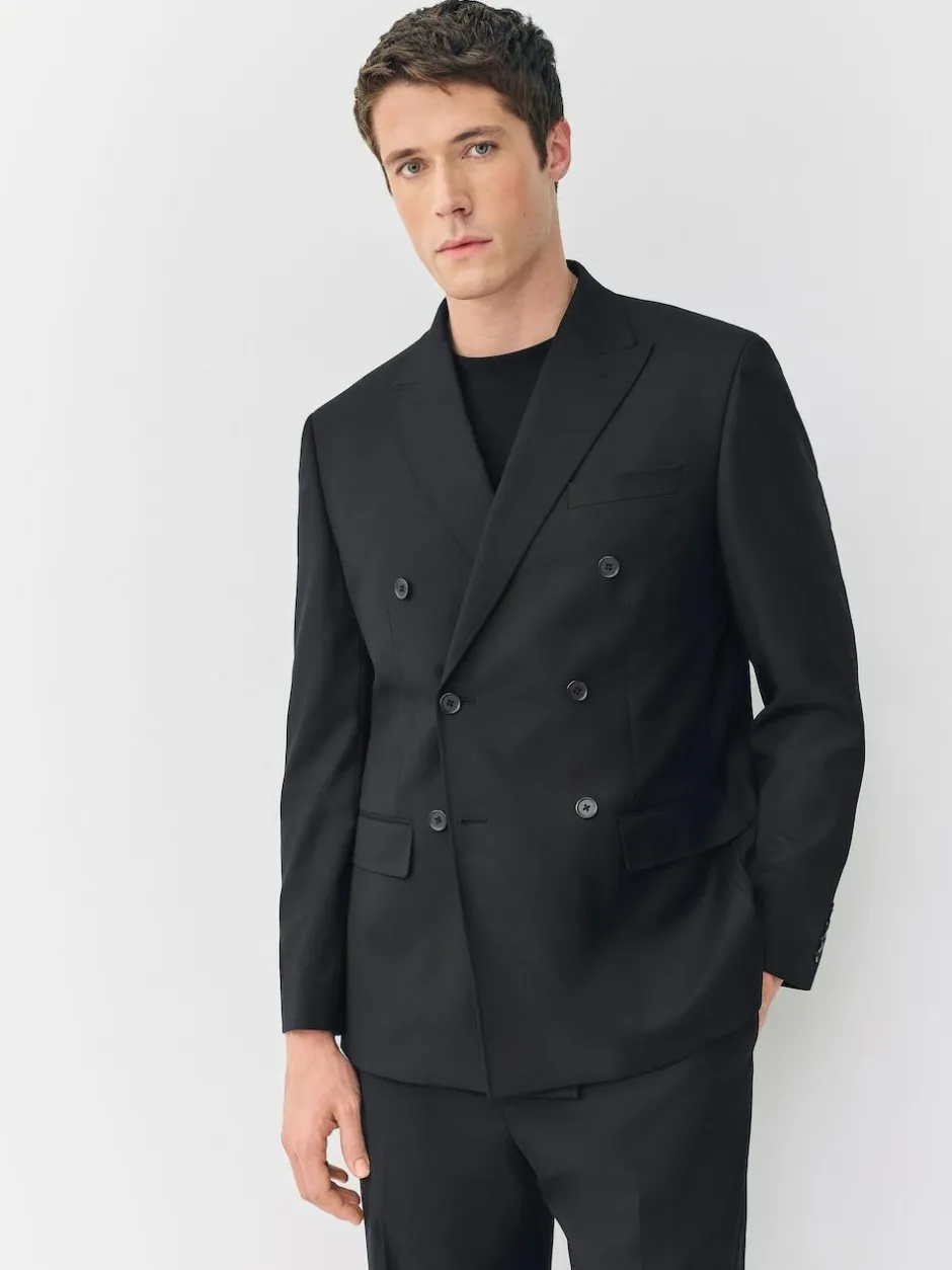 Next Black Relaxed Fit Double Breasted Tuxedo Suit Jacket Hot