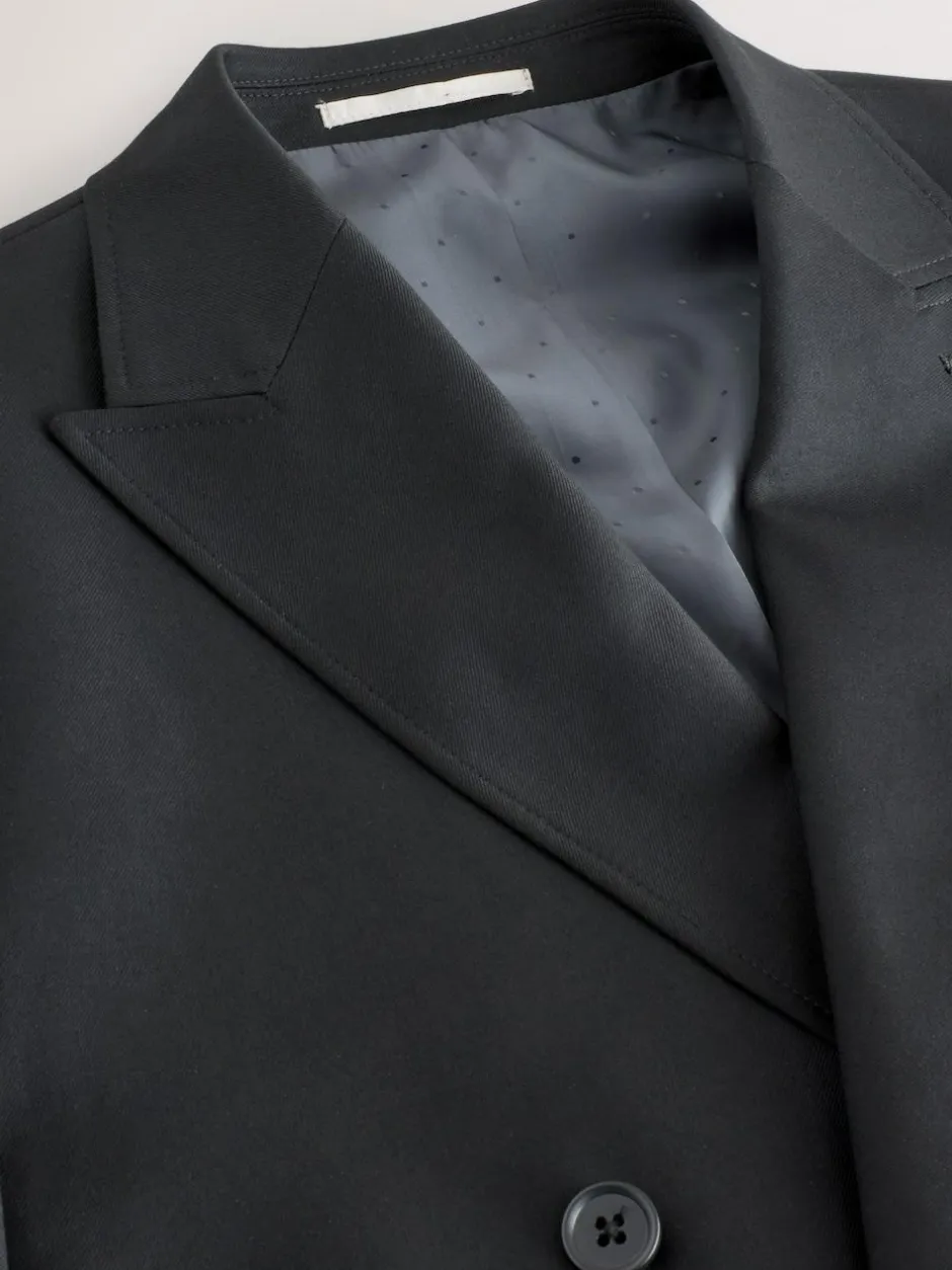 Next Black Relaxed Fit Double Breasted Tuxedo Suit Jacket Hot