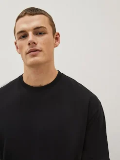 Next Black Relaxed Fit Essential Crew Neck Cotton T-Shirt Hot