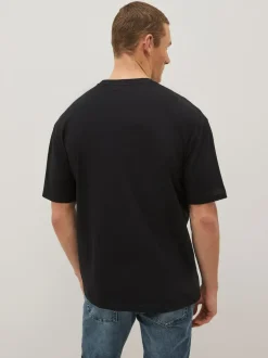 Next Black Relaxed Fit Essential Crew Neck Cotton T-Shirt Hot