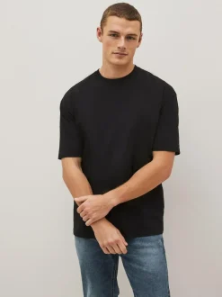 Next Black Relaxed Fit Essential Crew Neck Cotton T-Shirt Hot