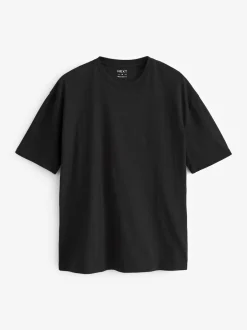 Next Black Relaxed Fit Essential Crew Neck Cotton T-Shirt Hot
