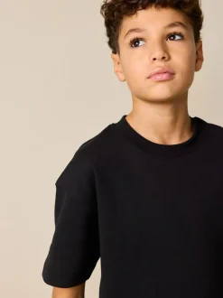 Next Relaxed Fit Heavyweight T-Shirt and Shorts Set (3-16yrs) Black Best