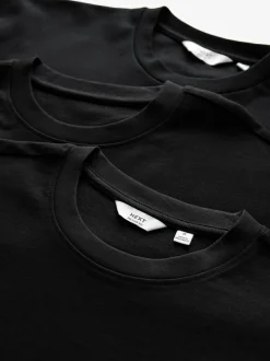Next Black Relaxed Fit Heavyweight T-Shirts 3 Pack Outlet