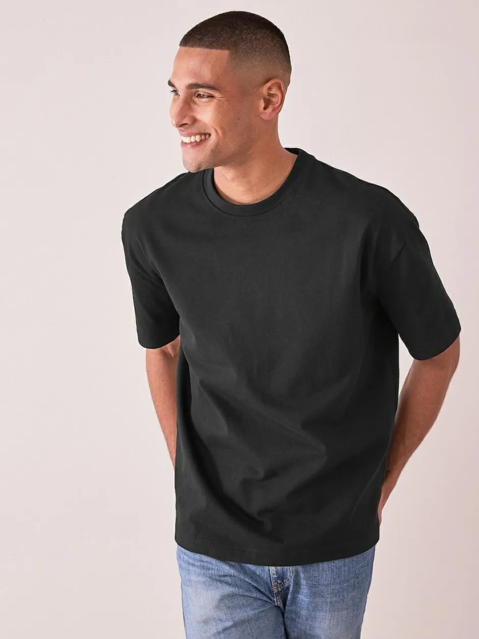 Next Black Relaxed Fit Heavyweight T-Shirt Hot