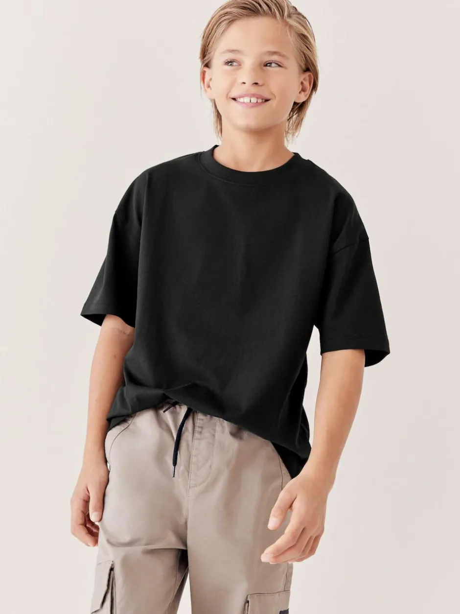 Next Black Relaxed Fit Short Sleeve T-Shirt (3-16yrs) Sale