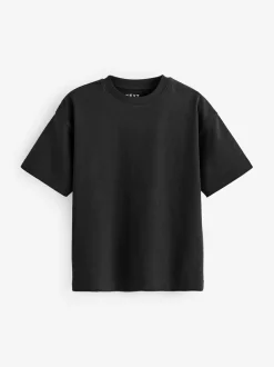 Next Black Relaxed Fit Short Sleeve T-Shirt (3-16yrs) Sale